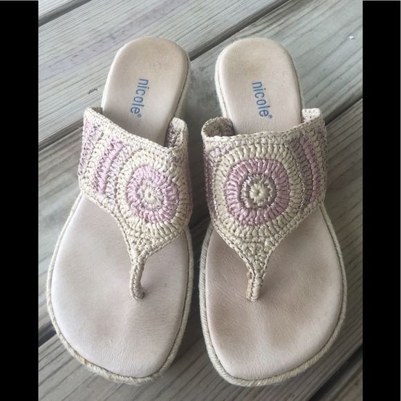 Nicole Shoes - Nicole thong wedge women's sandals Size 7 1/2